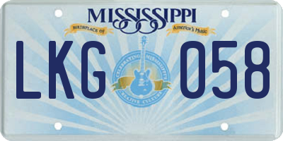 MS license plate LKG058
