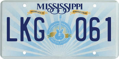 MS license plate LKG061