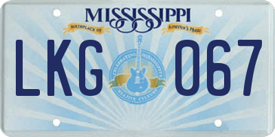 MS license plate LKG067