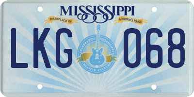 MS license plate LKG068