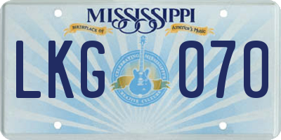 MS license plate LKG070