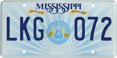 MS license plate LKG072