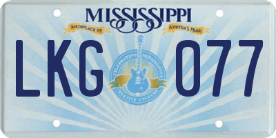 MS license plate LKG077