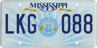 MS license plate LKG088