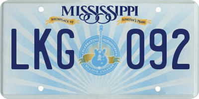 MS license plate LKG092