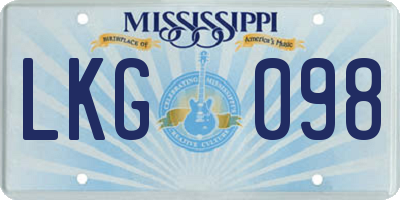 MS license plate LKG098