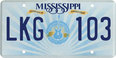 MS license plate LKG103