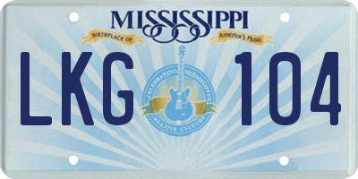 MS license plate LKG104