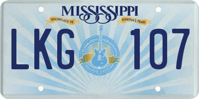 MS license plate LKG107