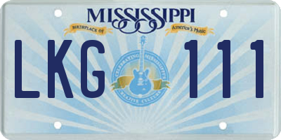 MS license plate LKG111