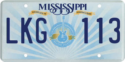 MS license plate LKG113