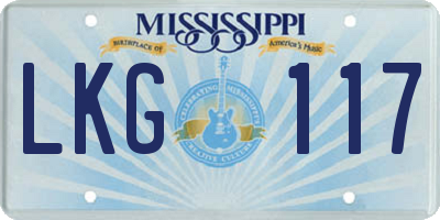 MS license plate LKG117