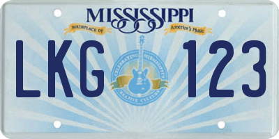 MS license plate LKG123