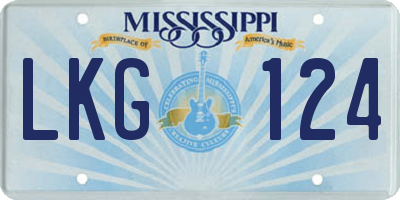 MS license plate LKG124