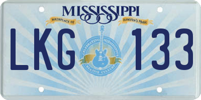 MS license plate LKG133