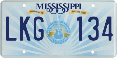 MS license plate LKG134