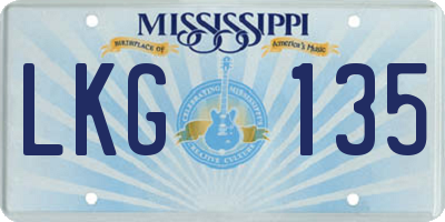 MS license plate LKG135