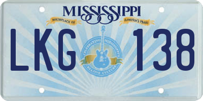 MS license plate LKG138