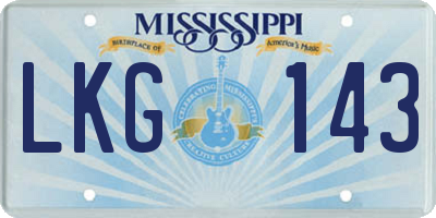MS license plate LKG143