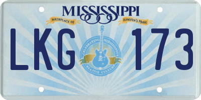 MS license plate LKG173