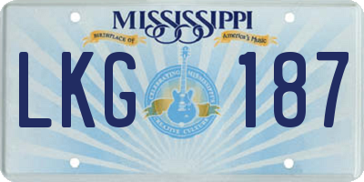 MS license plate LKG187