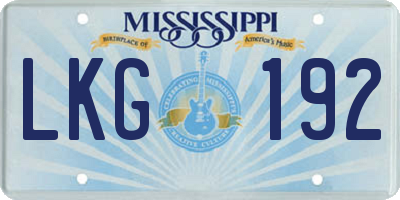 MS license plate LKG192