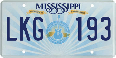 MS license plate LKG193