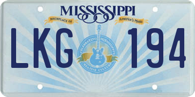 MS license plate LKG194