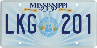 MS license plate LKG201