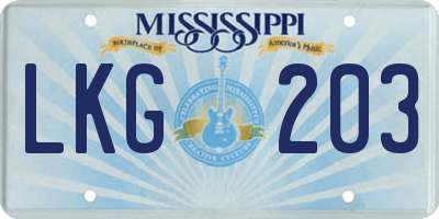 MS license plate LKG203
