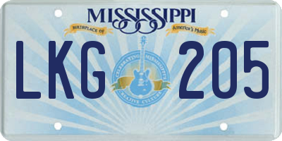 MS license plate LKG205