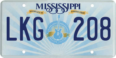 MS license plate LKG208