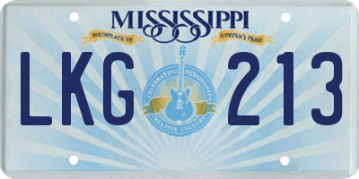 MS license plate LKG213