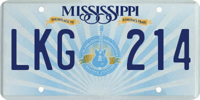MS license plate LKG214