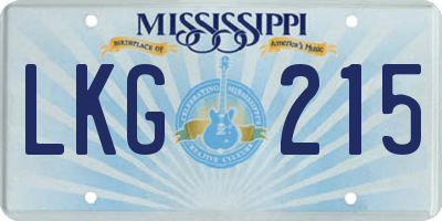 MS license plate LKG215