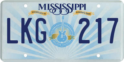 MS license plate LKG217