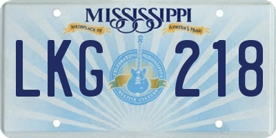 MS license plate LKG218