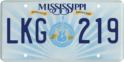 MS license plate LKG219