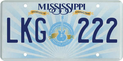 MS license plate LKG222