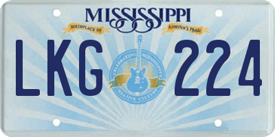 MS license plate LKG224