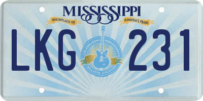 MS license plate LKG231