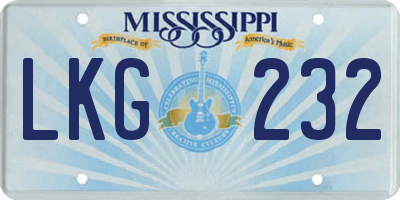 MS license plate LKG232