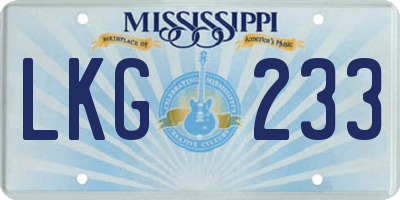 MS license plate LKG233
