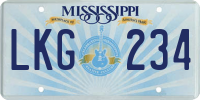 MS license plate LKG234