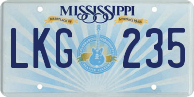 MS license plate LKG235