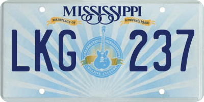 MS license plate LKG237