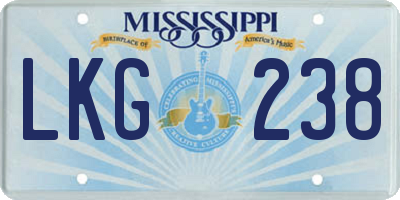 MS license plate LKG238