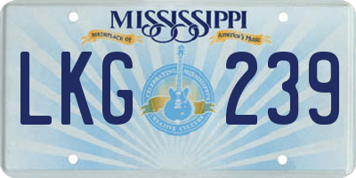 MS license plate LKG239