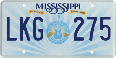MS license plate LKG275