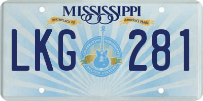 MS license plate LKG281